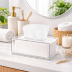 Caixa Porta Lenços Acrílica Transparente Premium – Organização Elegante para Banheiro, Sala e Escritório
