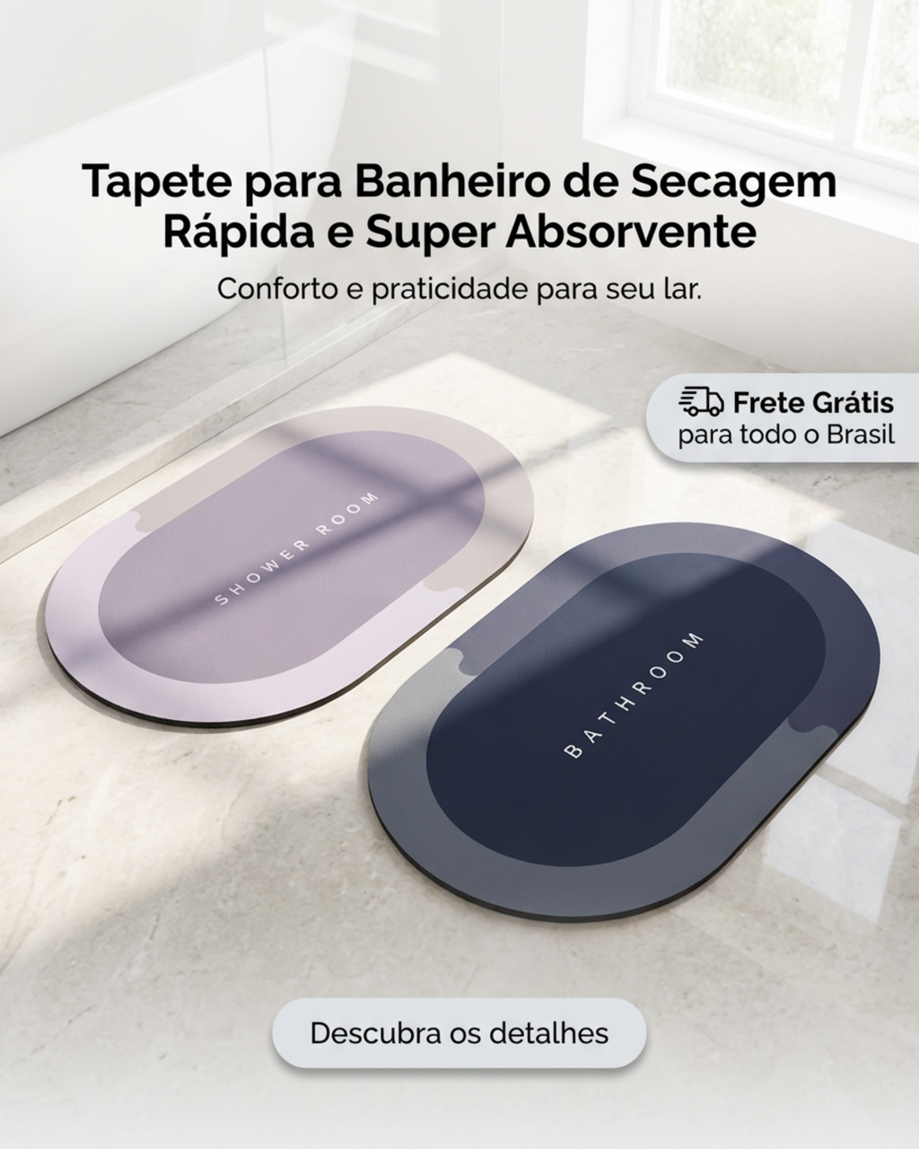 Tapete de Banheiro Super Absorvente com Secagem Rápida e Base Antiderrapante | Casa Vibe Decor