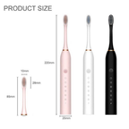 Escova de Dentes Elétrica Sônica Recarregável IPX7 com 6 Modos e 4 Refis – Longa Duração | Casa Vibe Decor