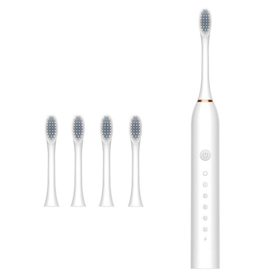 Escova de Dentes Elétrica Sônica Recarregável IPX7 com 6 Modos e 4 Refis – Longa Duração | Casa Vibe Decor