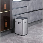 Lixeira Automática SensorClean 50L™ | Tampa Dupla com Sensor, Inox Premium e Alta Capacidade